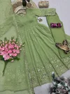 Ssc 722 Heavy Crunchy Silk Embroidery Work Gown With Pant Dupatta